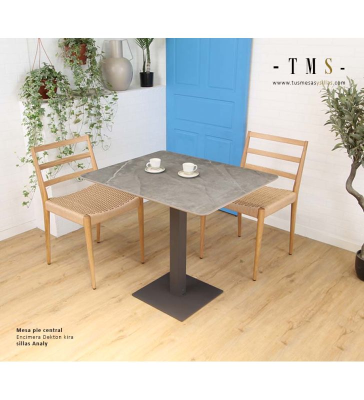 Mesa rectangular de pie central y encimera de Dekton  - 2