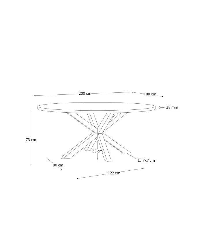 Table ovale Argo avec plateau en bois massif et pieds en métal  - 14