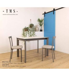 chaise-de-cuisine-avec-pieds-couleur-titane-et-revêtement-attelage-couleur tourterelle