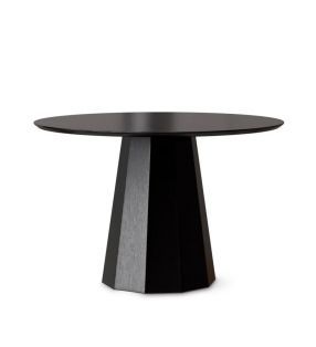 mesa redonda de 120 cm de color negro y pata central para comedor  - 1