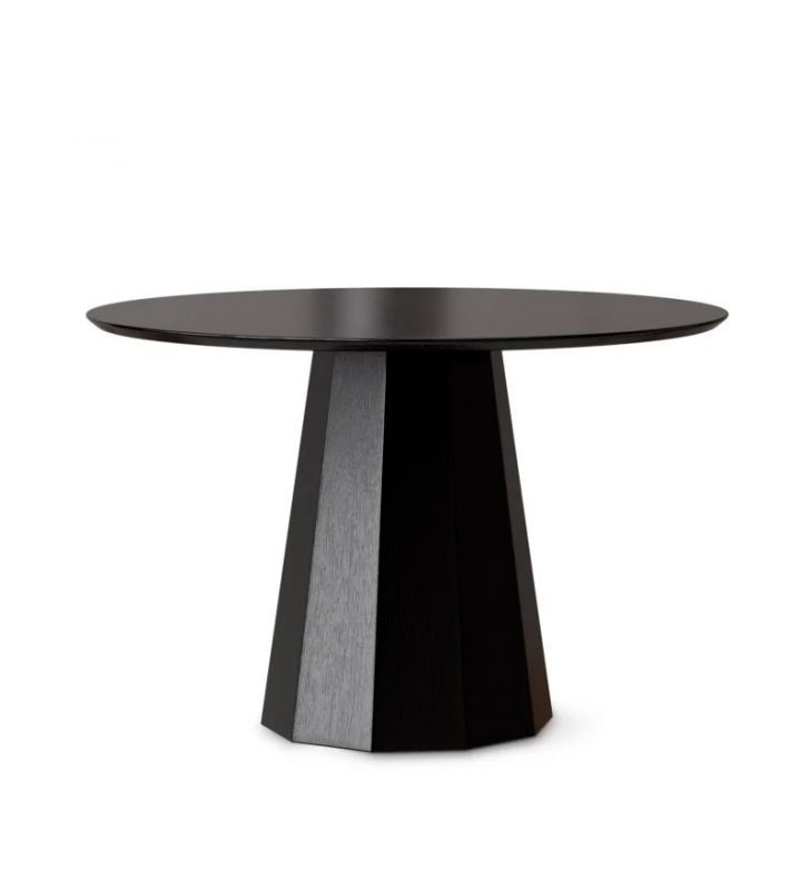 mesa redonda de 120 cm de color negro y pata central para comedor  - 1