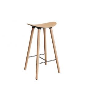 Tabouret haut avec pieds en bois naturel Coma robuste et moderne.  - 1