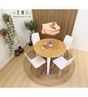 table-ronde-bois-blanc