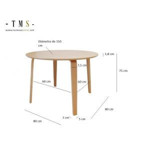 Offrir une table ronde avec pieds en chêne et plateau blanc ou chêne en 110 cm  - 12