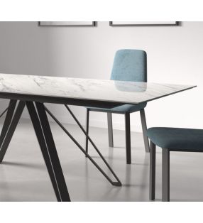Mesa extensible Dado con encimera de ceramica y patas metálicas inclinadas  - 5