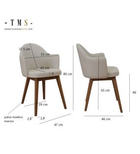 Petit fauteuil confortable pour salle à manger et espaces ouverts : chaise Curvi avec accoudoirs  - 11