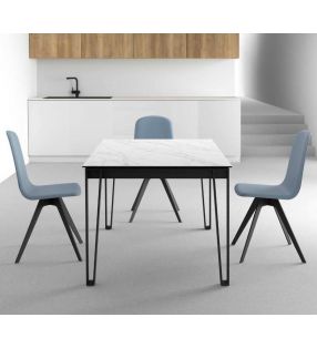 Osaka, mesa extensible de estilo industrial con encimera en porcelanico  - 1