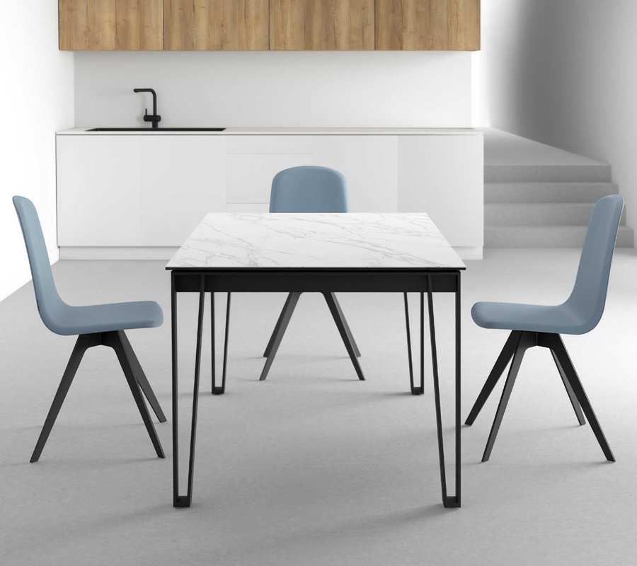 Osaka, mesa extensible de estilo industrial con encimera en porcelanico  - 1