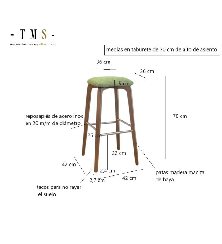 Taburete altura asiento 70 cm