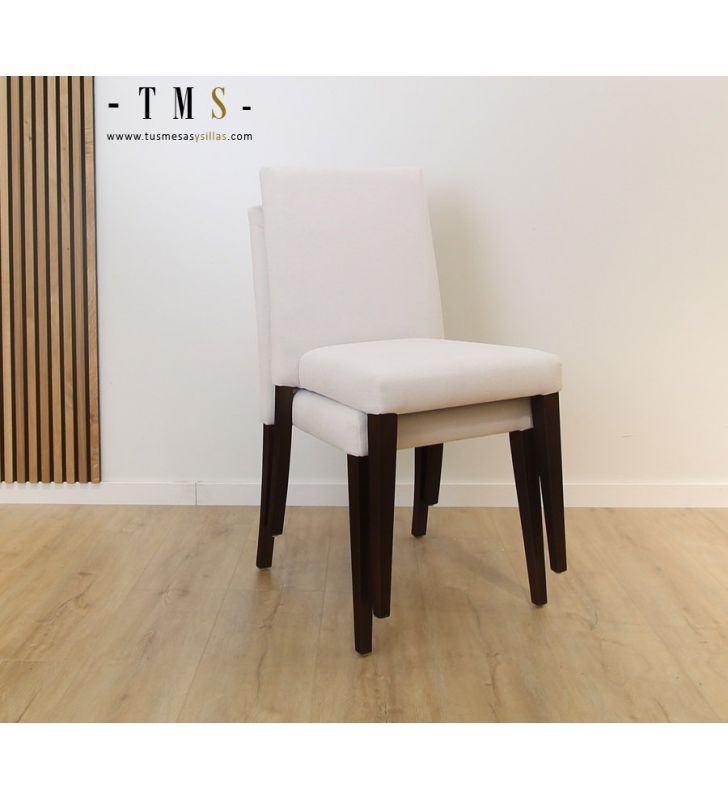 Chaise de salle à manger rembourrée empilable Haizea avec pieds en bois  - 7
