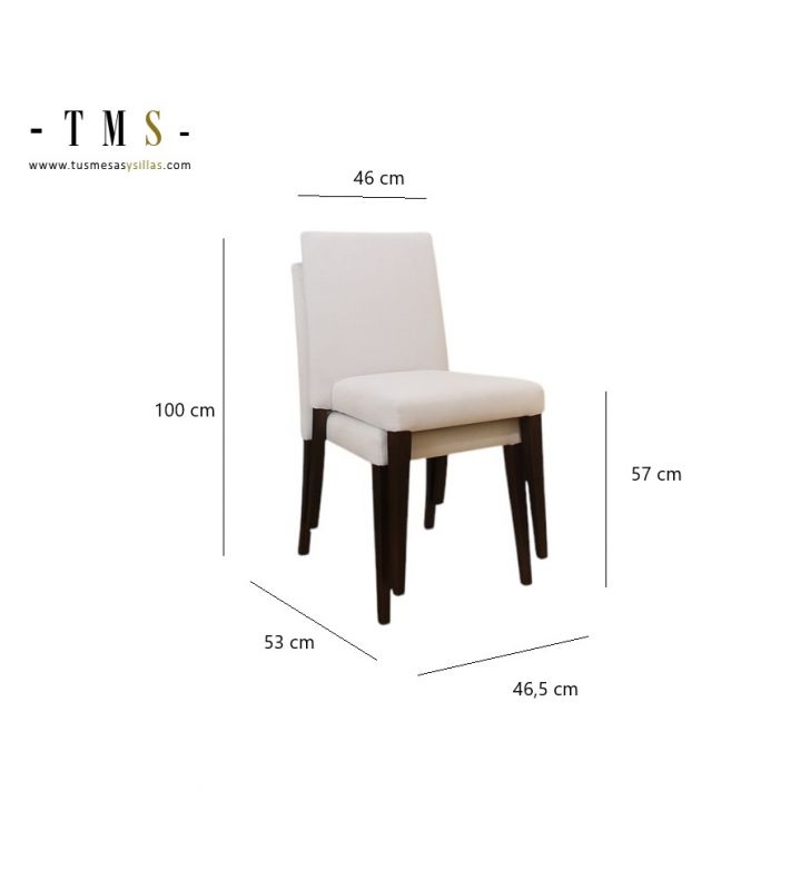 Silla apilable de comedor tapizada Haizea y patas de madera  - 9