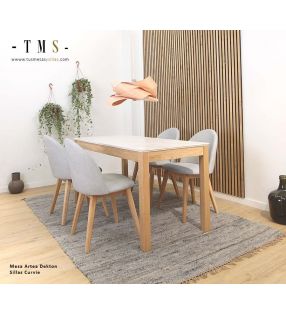 table-à-manger-fixe-avec-pieds-en-bois-massif-en-chêne-naturel