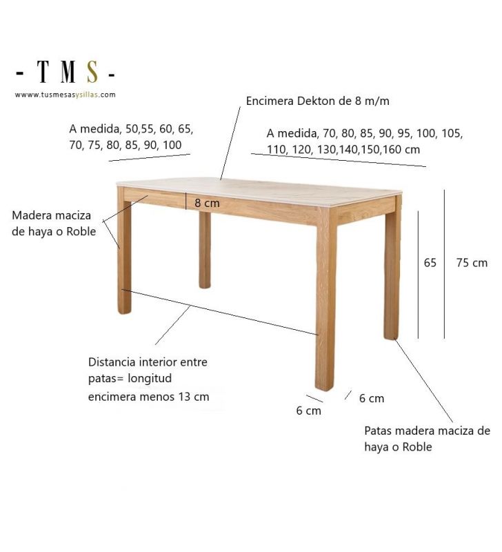 mesures-table-Artea-comptoir-Dekton
