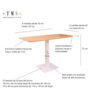 copy of Egurra, mesa de pie central con encimera de madera maciza de roble o haya  - 6