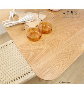 Table Beti en bois massif vintage avec pieds en métal vintage  - 1