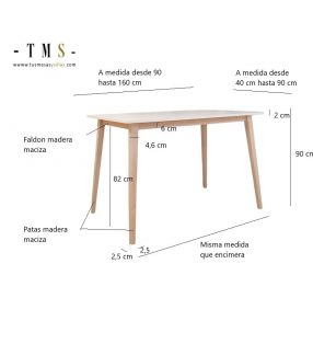 Dimensions de la table haute - séparation