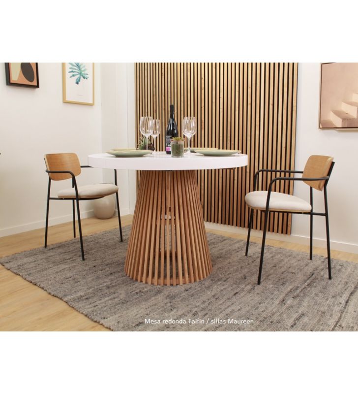 copy of Table à manger ronde extensible de style industriel et pied en métal Taifin  - 1