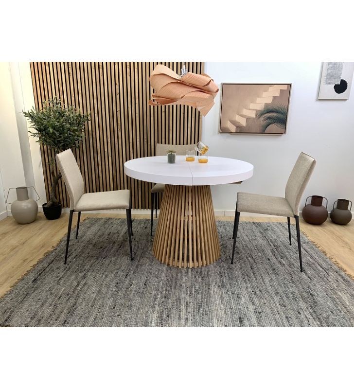 copy of Table à manger ronde extensible de style industriel et pied en métal Taifin  - 2