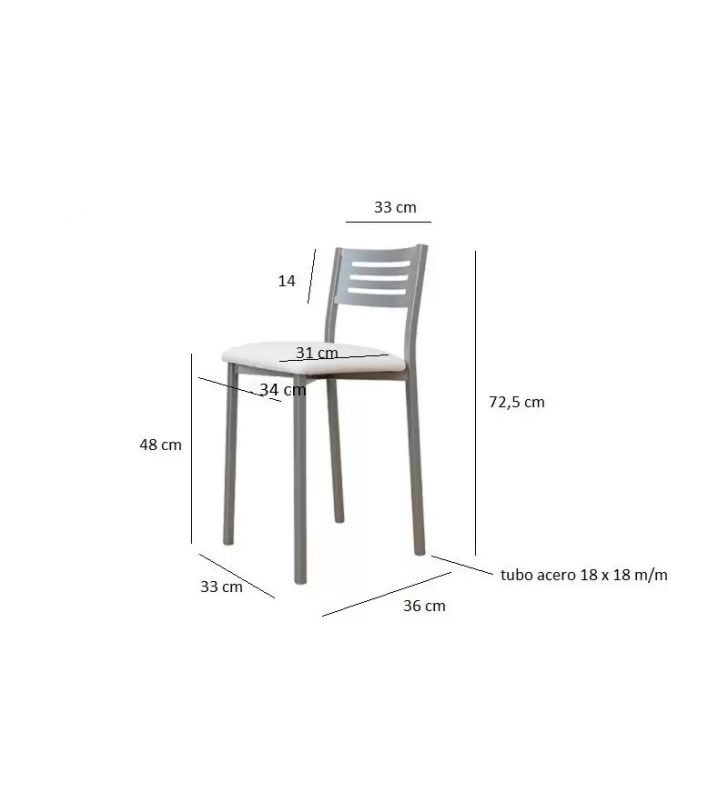 Tabouret bas avec dossier Forme pieds en métal et assise rembourrée  - 6