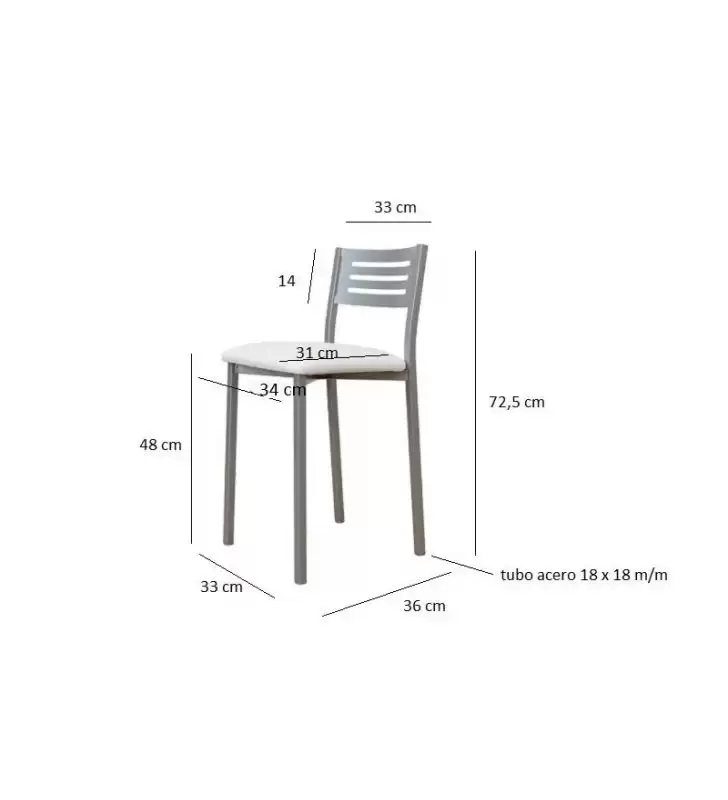 Tabouret bas avec dossier Forme pieds en métal et assise rembourrée  - 6