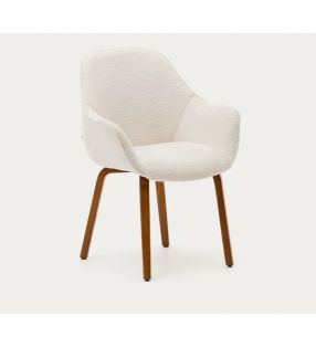 chaise-peau de mouton blanche et pieds en noyer