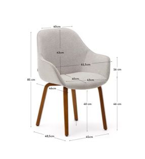 Fauteuil Aleli avec assise rembourrée et pieds en bois - 1