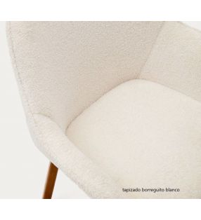 Silla con brazos Aleli con asiento tapizado y patas de madera  - 5