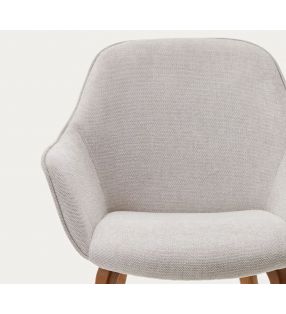 Silla con brazos Aleli con asiento tapizado y patas de madera  - 9