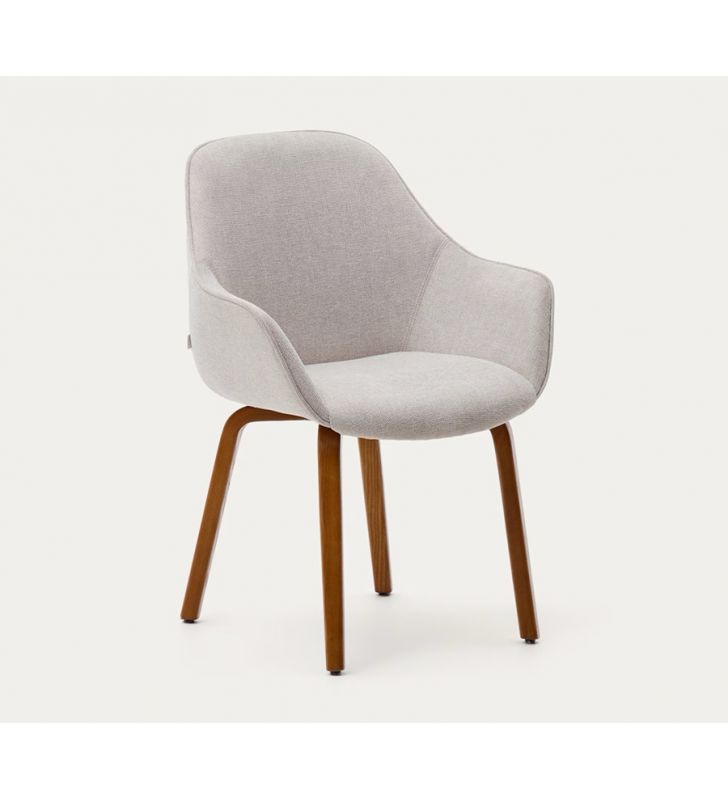 Silla con brazos Aleli con asiento tapizado y patas de madera  - 14