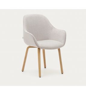 Silla con brazos Aleli con asiento tapizado y patas de madera  - 13