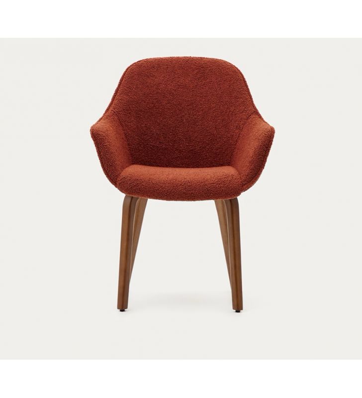 Silla con brazos Aleli con asiento tapizado y patas de madera  - 18
