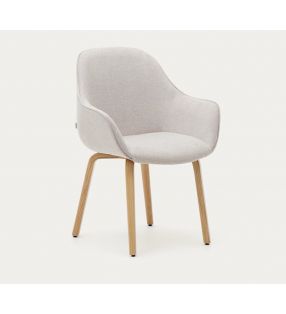 Silla con brazos Aleli con asiento tapizado y patas de madera  - 8