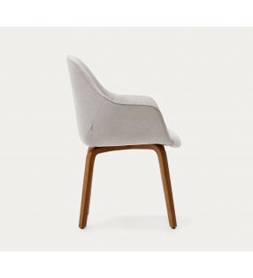 Silla con brazos Aleli con asiento tapizado y patas de madera  - 12