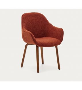 Silla con brazos Aleli con asiento tapizado y patas de madera  - 19