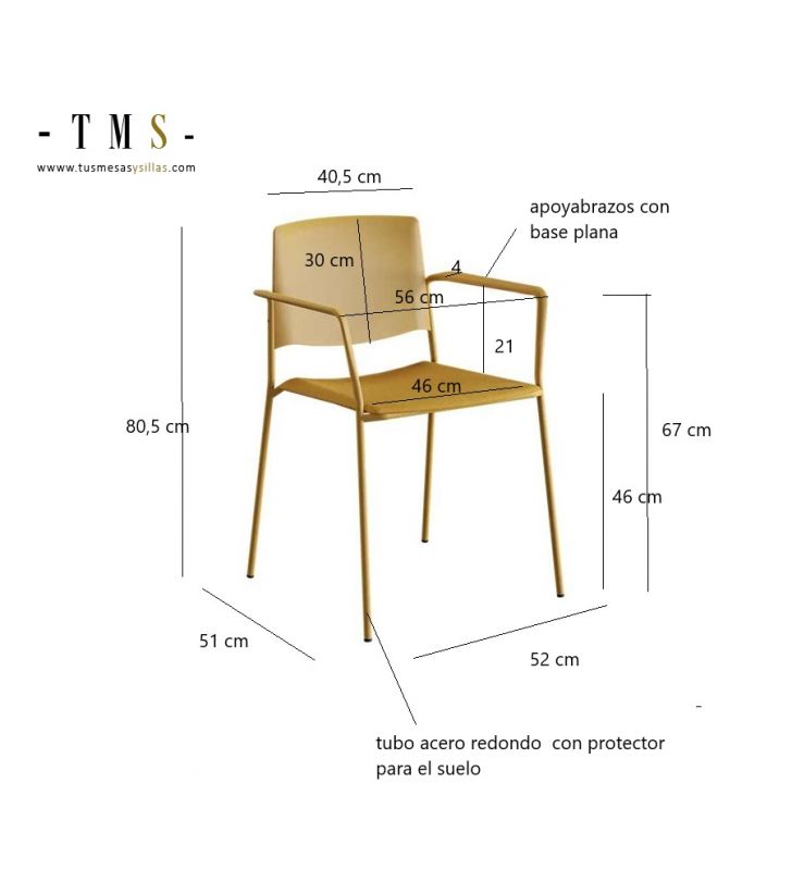 Chaise ergonomique à accoudoirs plats pour les personnes opérées d'Ema  - 5