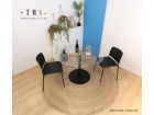 table ronde en verre avec pied central, coloris noir