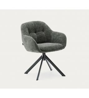 Chaise Dorina avec siège pivotant et accoudoirs en revêtement beige  - 8