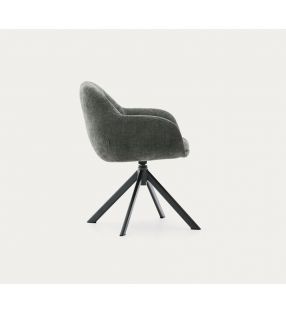 Chaise Dorina avec siège pivotant et accoudoirs en revêtement beige  - 8