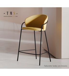 tabouret haut rembourré avec accoudoirs