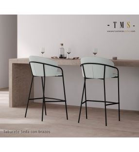 Tabouret haut en soie avec structure en métal