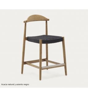 Tabouret haut Nina, naturel, noir