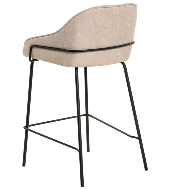 Tabouret de bar haut avec assise rembourrée enveloppante et pieds en métal  - 7