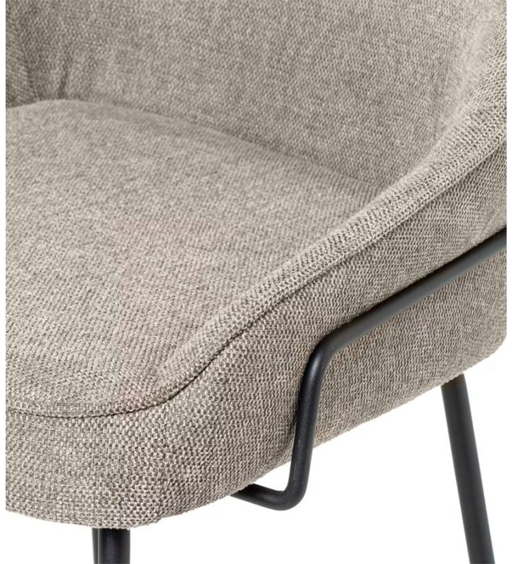Taburete alto mostrador con asiento tapizado envolvente y patas metálicas  - 10