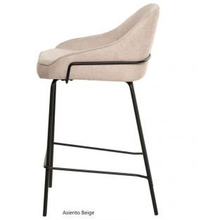 Taburete alto mostrador con asiento tapizado envolvente y patas metálicas  - 8