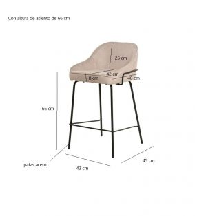 Taburete alto mostrador con asiento tapizado envolvente y patas metálicas  - 14