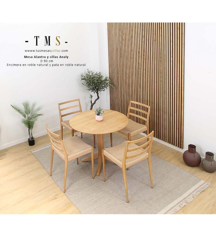 Table en bois massif de 90 cm de diamètre
