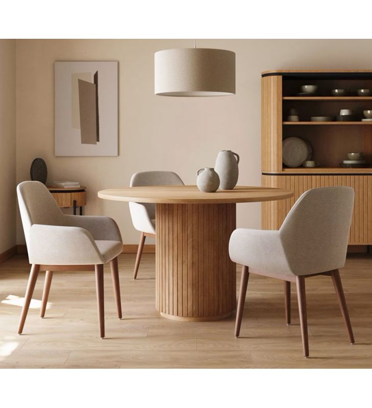 Table ronde Licia diamètre 120 cm pour 6 personnes en bois  - 3