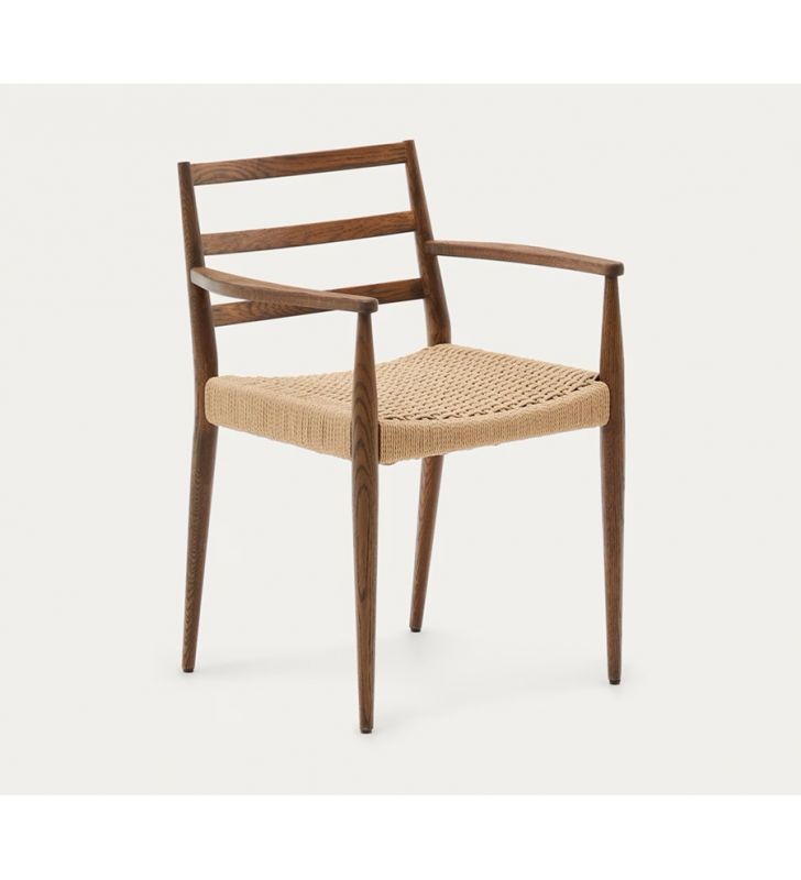 Chaise Analy avec accoudoirs, noyer