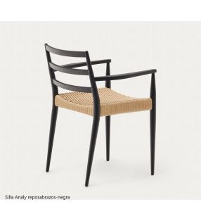 Chaise Analy avec accoudoirs en bois de chêne et assise en corde - 21