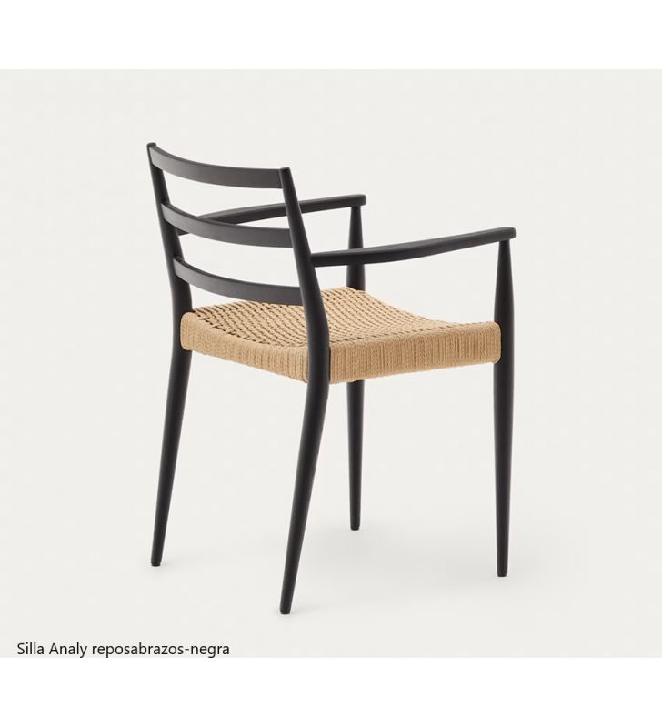 Chaise Analy avec accoudoirs en bois de chêne et assise en corde  - 21